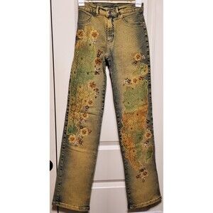 BrazilRoxx Embroidered Flowers Jeans BR 38/US 2 Faded Blue - NEW W/O Tags